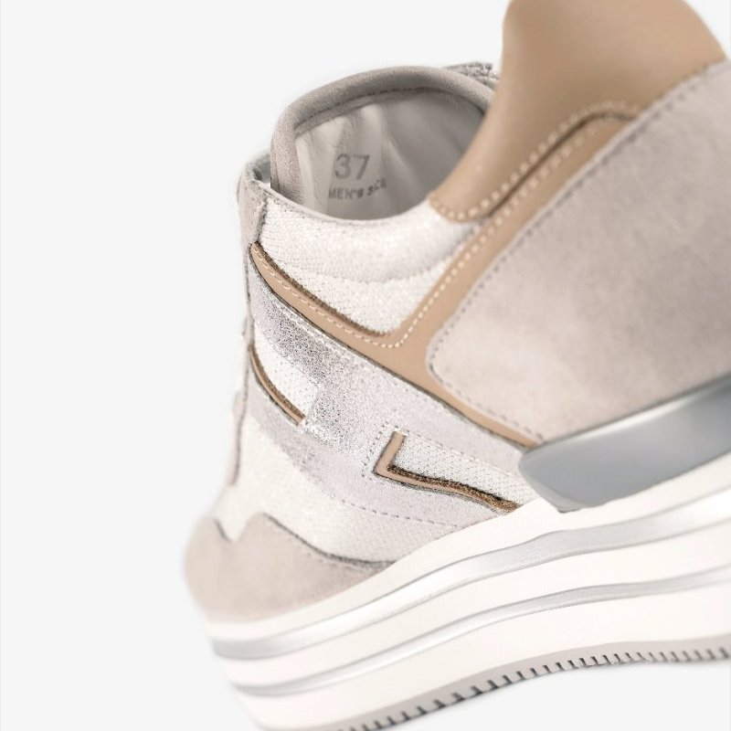 【全新品】Hogan Midi H222麂皮女運動鞋-灰-2
