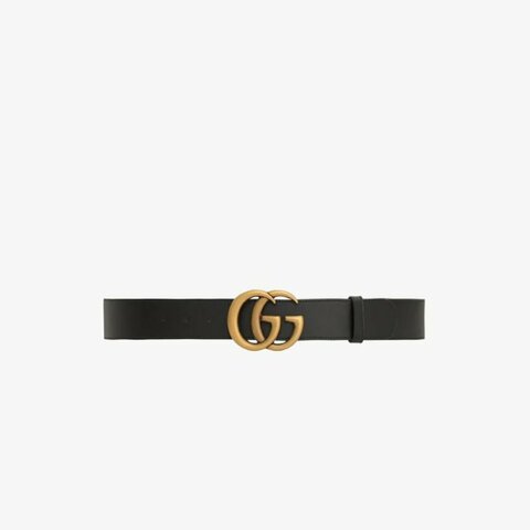 【全新品】GUCCI Marmont經典仿舊金釦皮帶4cm-黑