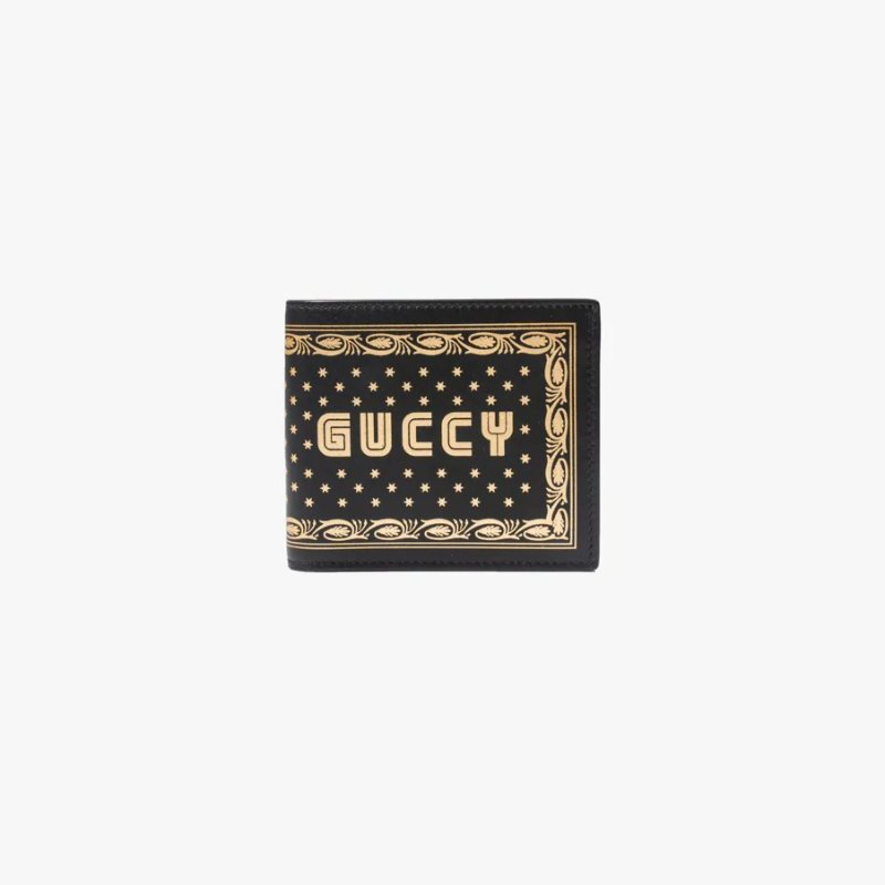 【全新品】GUCCI 燙金GUCCY星星短夾-黑-0