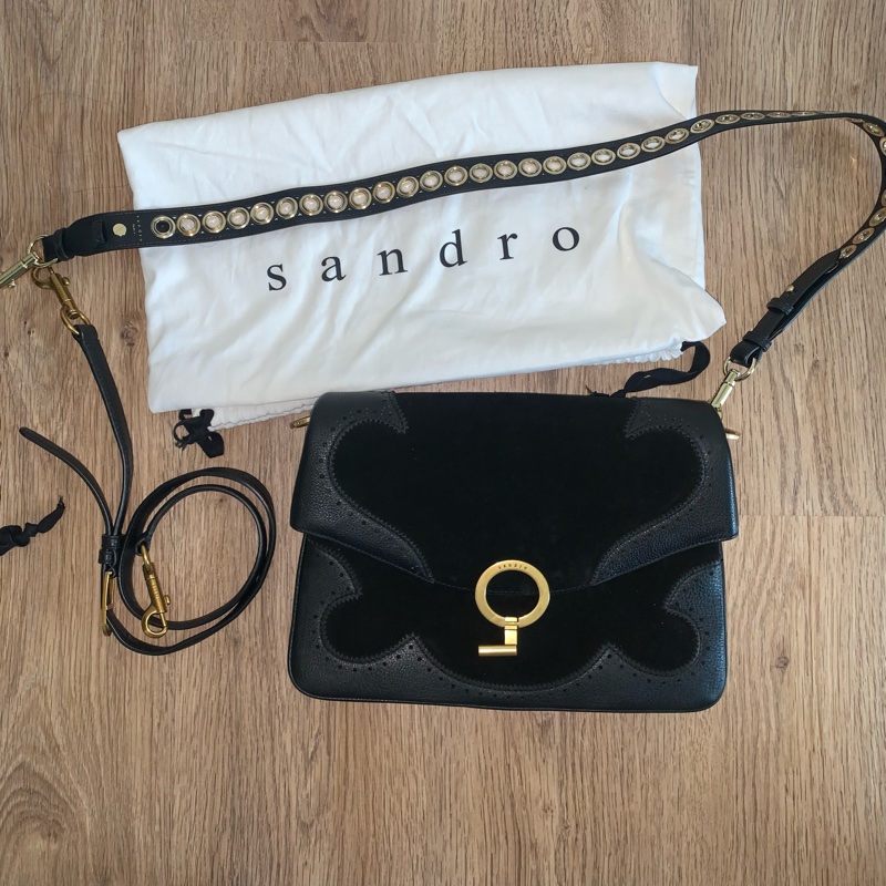 法國 sandro 肩背斜背包 + 額外 設計款肩背帶-0