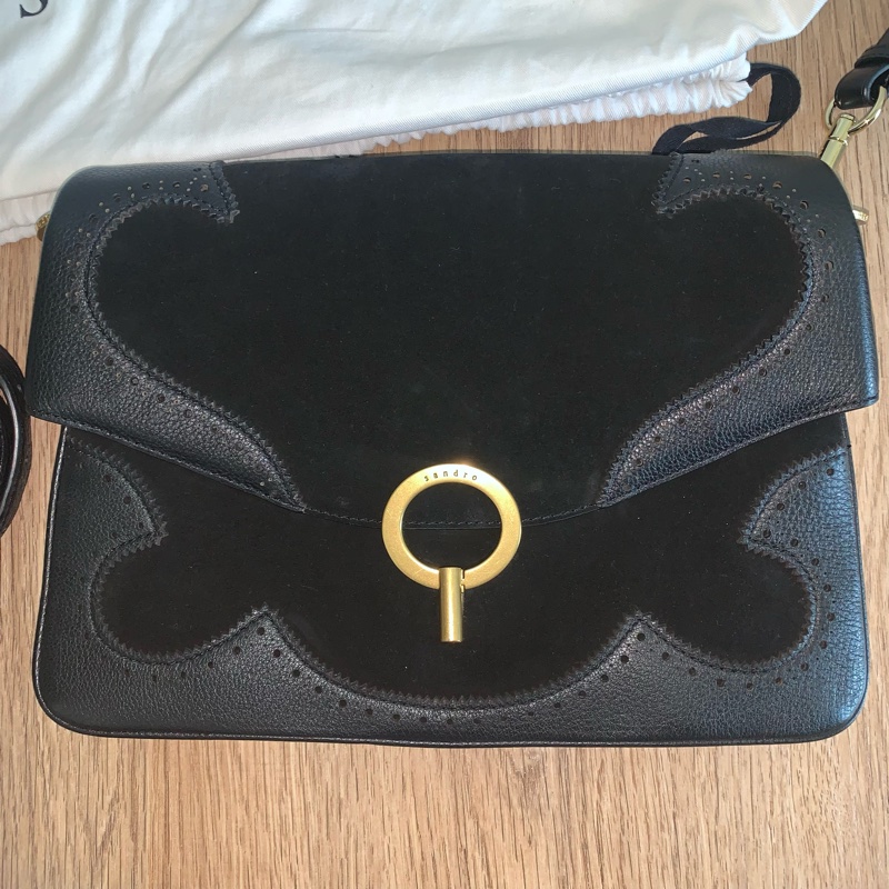 法國 sandro 肩背斜背包 + 額外 設計款肩背帶-1