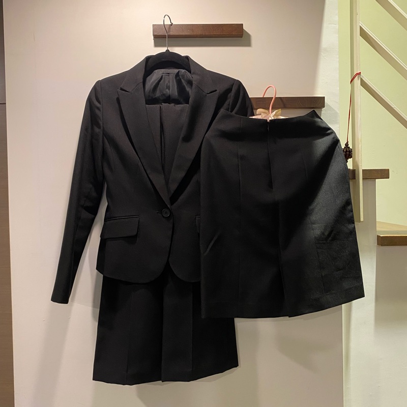 日款黑色西裝三件套組-7
