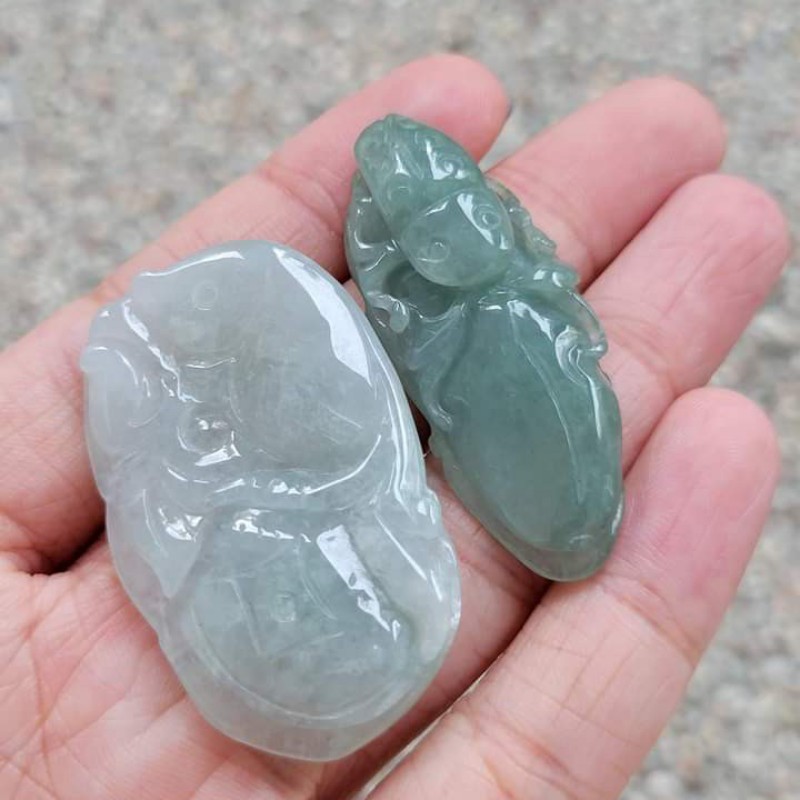 緬甸玉A貨-冰種+油清共2件玉墬-1