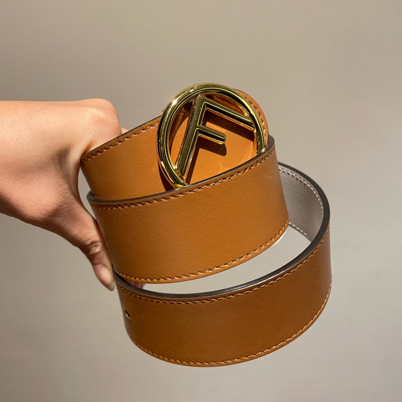 Fendi F扣雙面皮帶（咖啡/白）含防塵袋保卡-0