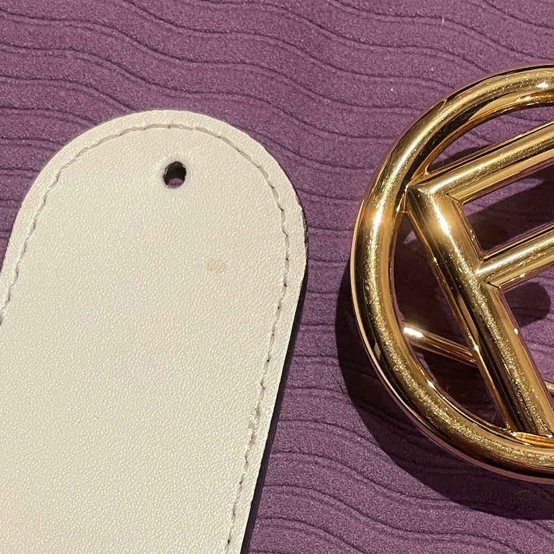 Fendi F扣雙面皮帶（咖啡/白）含防塵袋保卡-3