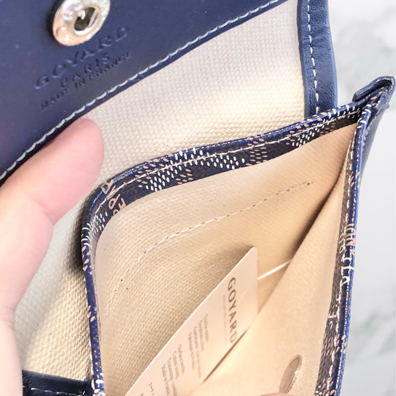Goyard戈雅深藍色零錢包手拿包真皮狗牙包駕駛證卡夾小錢包男女通用-2