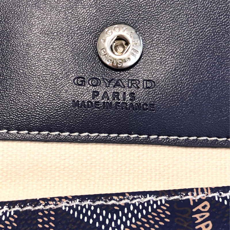 Goyard戈雅深藍色零錢包手拿包真皮狗牙包駕駛證卡夾小錢包男女通用-3