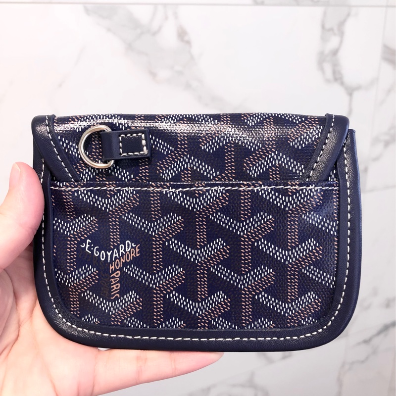 Goyard戈雅深藍色零錢包手拿包真皮狗牙包駕駛證卡夾小錢包男女通用-4