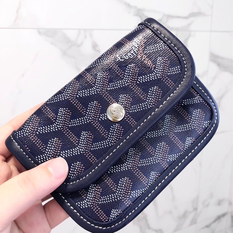 Goyard戈雅深藍色零錢包手拿包真皮狗牙包駕駛證卡夾小錢包男女通用-5