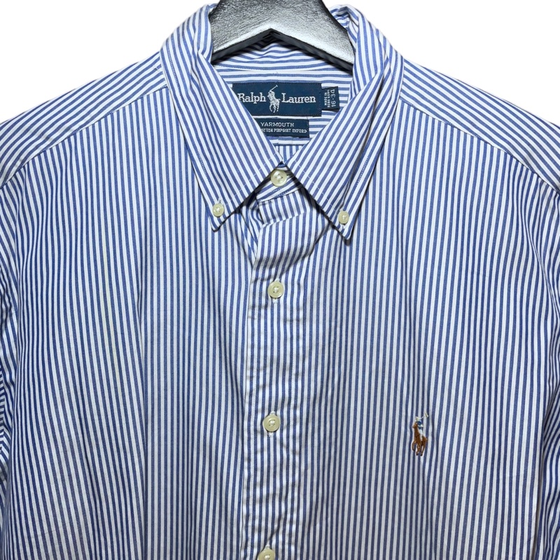 顛復古⚡️Polo Ralph Lauren 藍白條紋彩馬長袖襯衫❤️男女皆可-2
