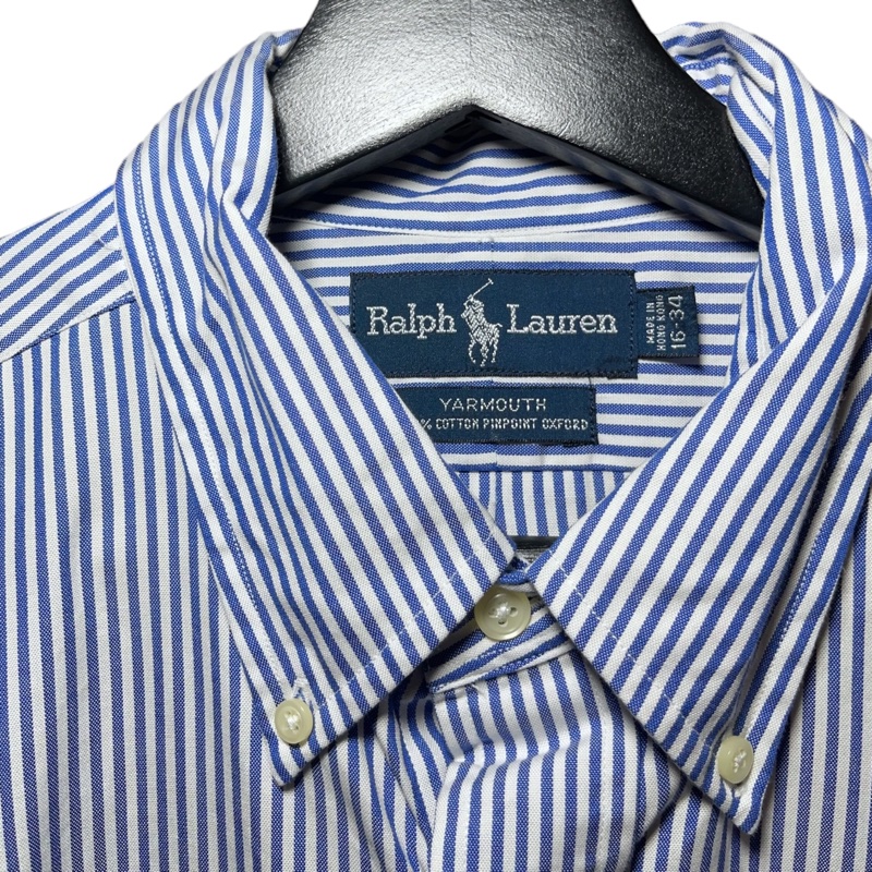 顛復古⚡️Polo Ralph Lauren 藍白條紋彩馬長袖襯衫❤️男女皆可-3