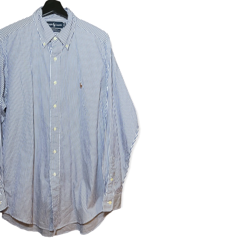 顛復古⚡️Polo Ralph Lauren 藍白條紋彩馬長袖襯衫❤️男女皆可-4