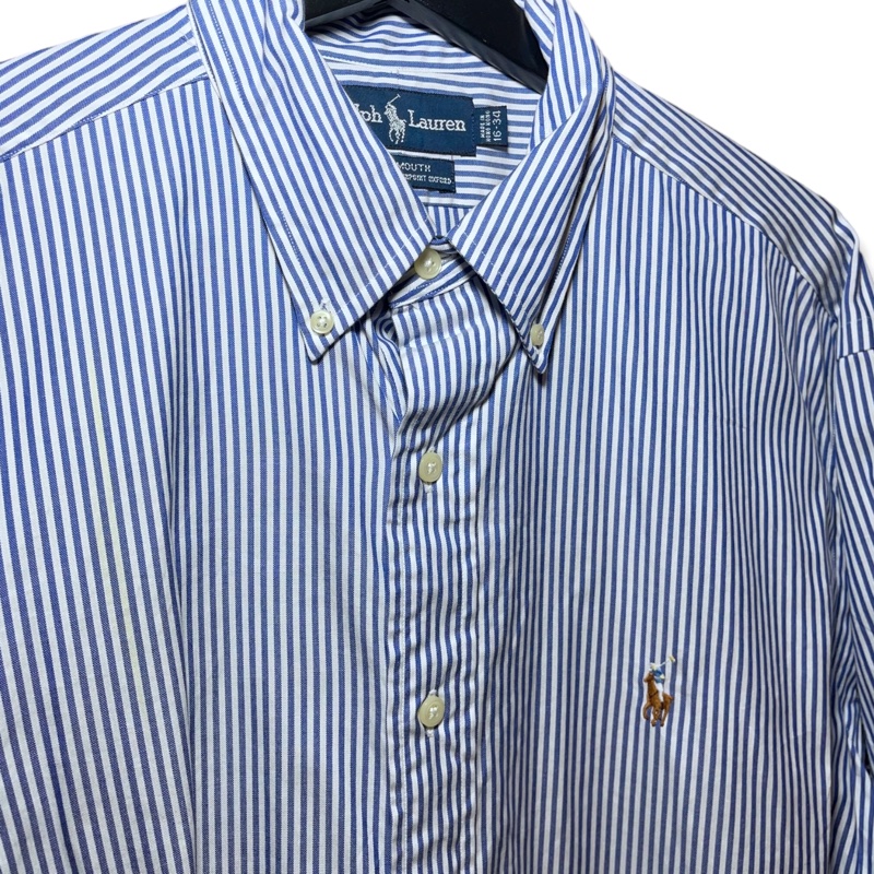 顛復古⚡️Polo Ralph Lauren 藍白條紋彩馬長袖襯衫❤️男女皆可-5