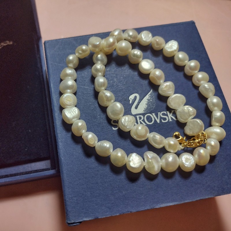 施華洛世奇水晶星星珍珠項鍊（雙面可戴）送巴洛克珍珠頸鍊-2