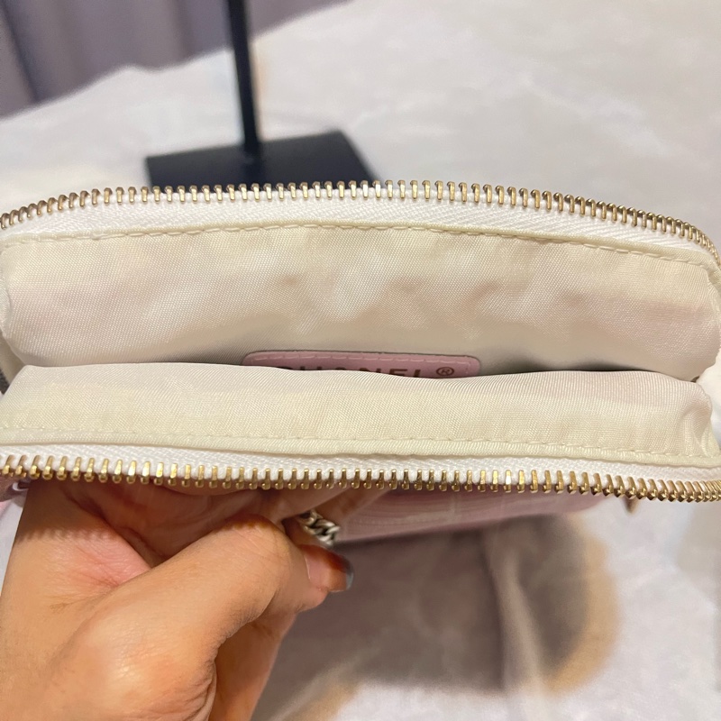 Chanel香奈兒 8開 粉色冰格帆布方格 小相機包 胸包 腰包單肩包 斜背包 二手正品-2