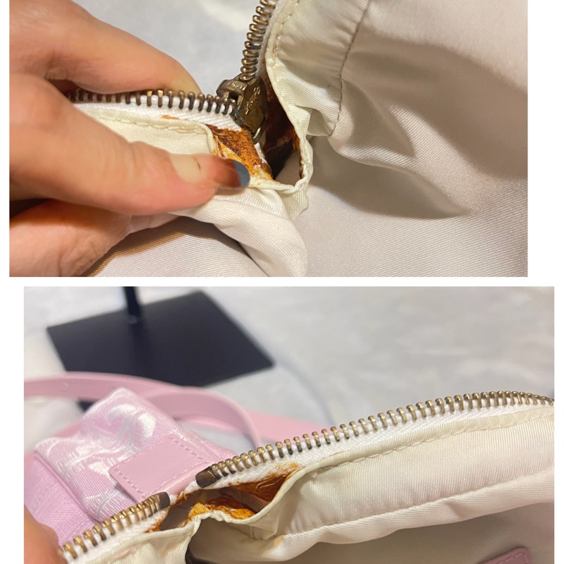 Chanel香奈兒 8開 粉色冰格帆布方格 小相機包 胸包 腰包單肩包 斜背包 二手正品-6