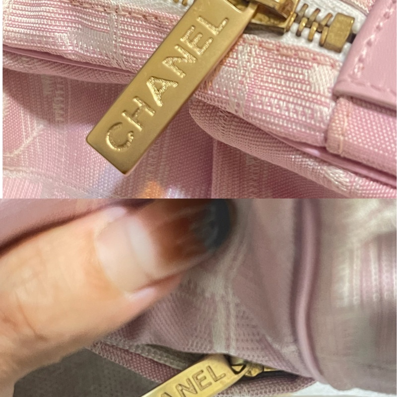 Chanel香奈兒 8開 粉色冰格帆布方格 小相機包 胸包 腰包單肩包 斜背包 二手正品-8