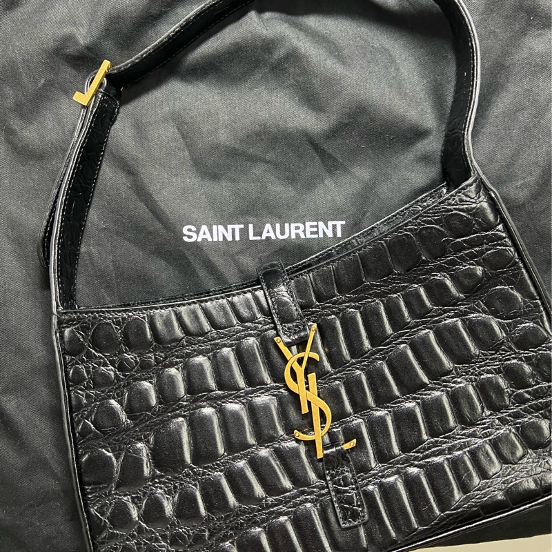 YSL LE 5 À 7 HOBO BAG 全新鱷魚壓紋腋下包-0
