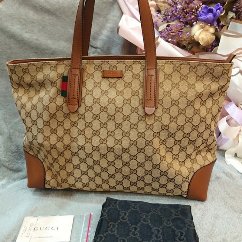 💕【真品】Gucci  經典G緹花肩背/ 托特包（大）-0