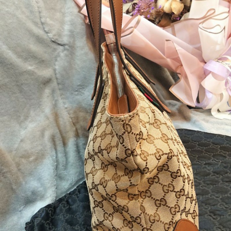 💕【真品】Gucci  經典G緹花肩背/ 托特包（大）-4