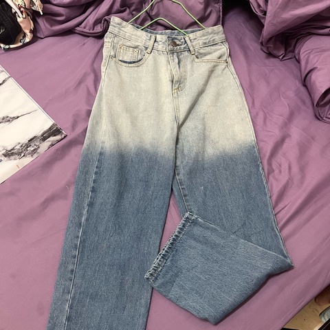 跳色系牛仔寬褲