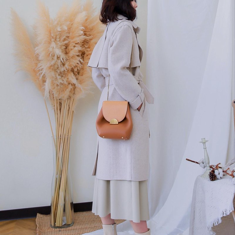 YOURZ自訂款90%羊毛可拆式風衣連帽大衣燕麥色-9