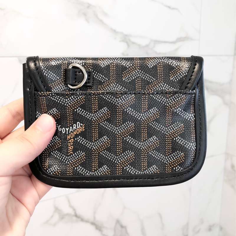 Goyard黑色戈雅零錢包手拿包真皮萬用卡夾小錢包男女通用百搭經典時尚-4
