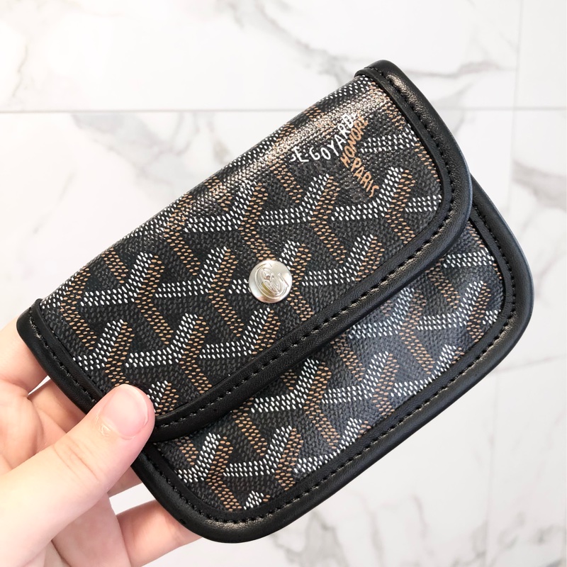 Goyard黑色戈雅零錢包手拿包真皮萬用卡夾小錢包男女通用百搭經典時尚-5