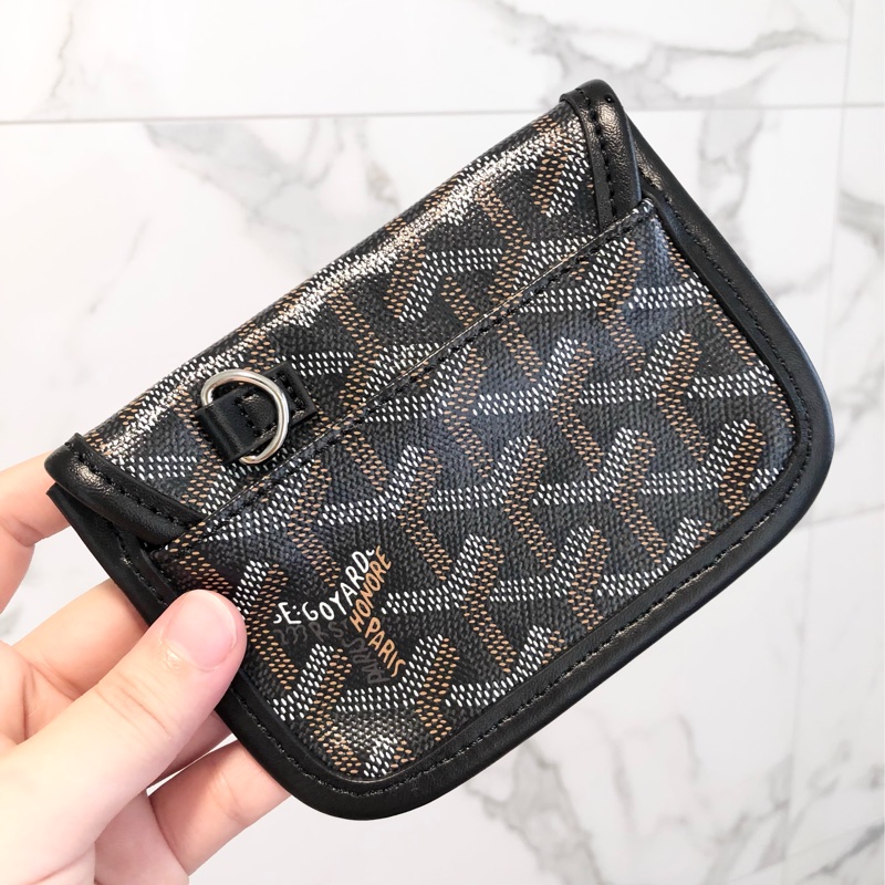 Goyard黑色戈雅零錢包手拿包真皮萬用卡夾小錢包男女通用百搭經典時尚-6