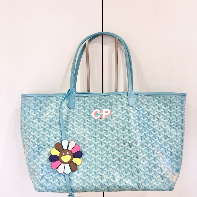 Goyard 字母大尺寸托特包附村上隆皮質太陽花掛件吊飾手提包肩背包-0