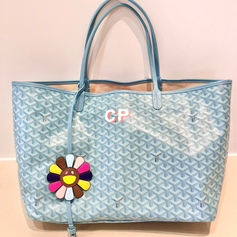 Goyard 字母大尺寸托特包附村上隆皮質太陽花掛件吊飾手提包肩背包-7