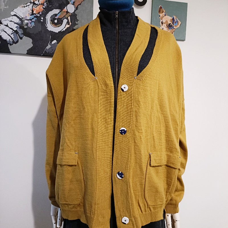 whiple 秋冬芥末黃針織外套-0