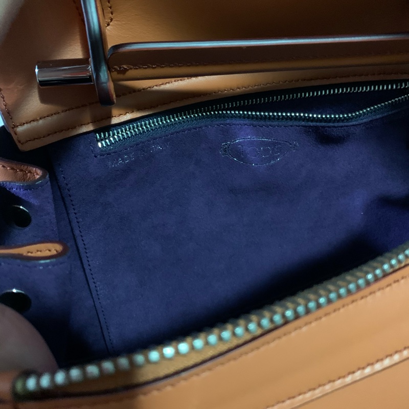 Tods wave bag 小牛皮手提/肩背豆豆包(橘/迷你)-7