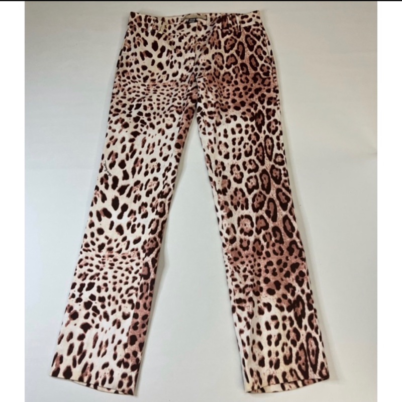 [近全新] 二手名牌服裝 義大利頂級 Roberto Cavalli 豹紋長褲-0