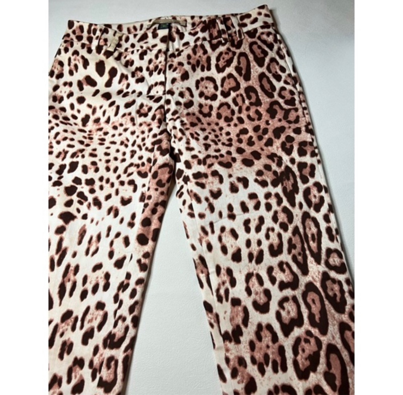 [近全新] 二手名牌服裝 義大利頂級 Roberto Cavalli 豹紋長褲-2