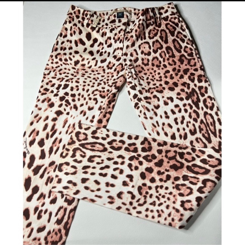 [近全新] 二手名牌服裝 義大利頂級 Roberto Cavalli 豹紋長褲-3