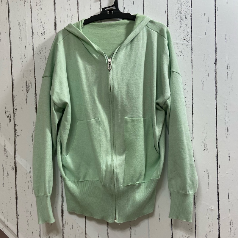 薄荷綠連帽針織衫外套-5