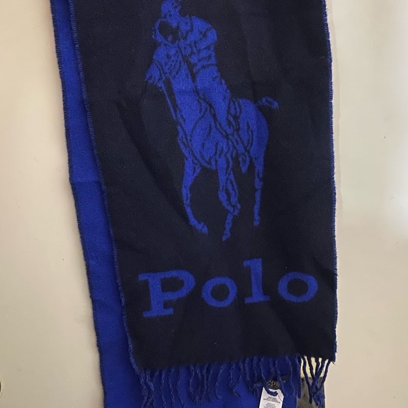 RALPH LAUREN POLO 經典大馬LOGO雙色羊毛圍巾-0