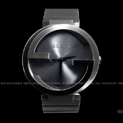 金鐸精品~W663 GUCCI 古馳YA133210 INTERLOCKING系列42mm 灰黑色PVD大