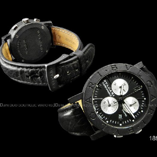 金鐸精品~1898 BVLGARI 寶格麗 Carbon Gold 黑色碳纖維 TAIPEI城市限量款 石英計時錶-1