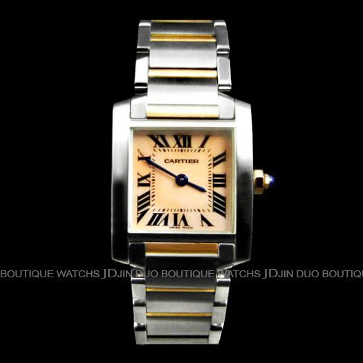 金鐸精品~1682 CARTIER 卡地亞 Tank Francaise 法國坦克小型款珍珠母貝面 石英玫瑰半金女用腕錶-0