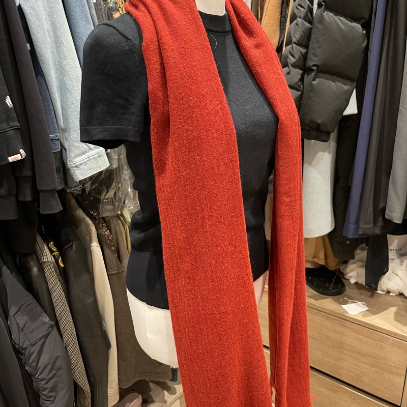 ［全新商品］無印良品MUJI 再生喀什米爾混大披肩 圍巾 深朱紅-15