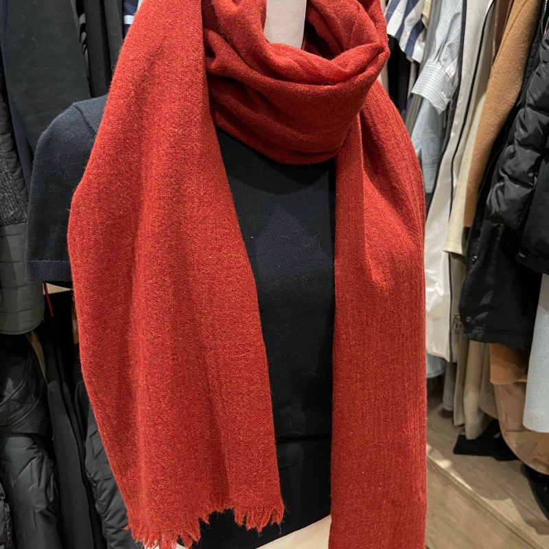 ［全新商品］無印良品MUJI 再生喀什米爾混大披肩 圍巾 深朱紅-16