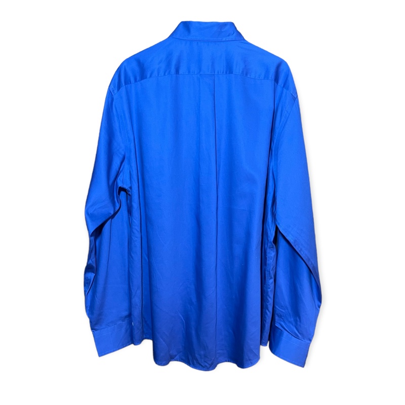 顛復古⚡️復古寶藍色花崗岩刺繡字體工裝長袖襯衫❤️男女皆可-5