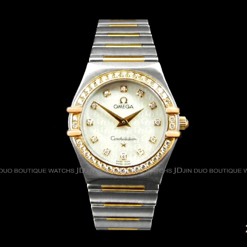 金鐸精品~2199 OMEGA 歐米茄 constellation 星座系列 玫瑰金珍珠母貝面 石英女用鑽錶-0