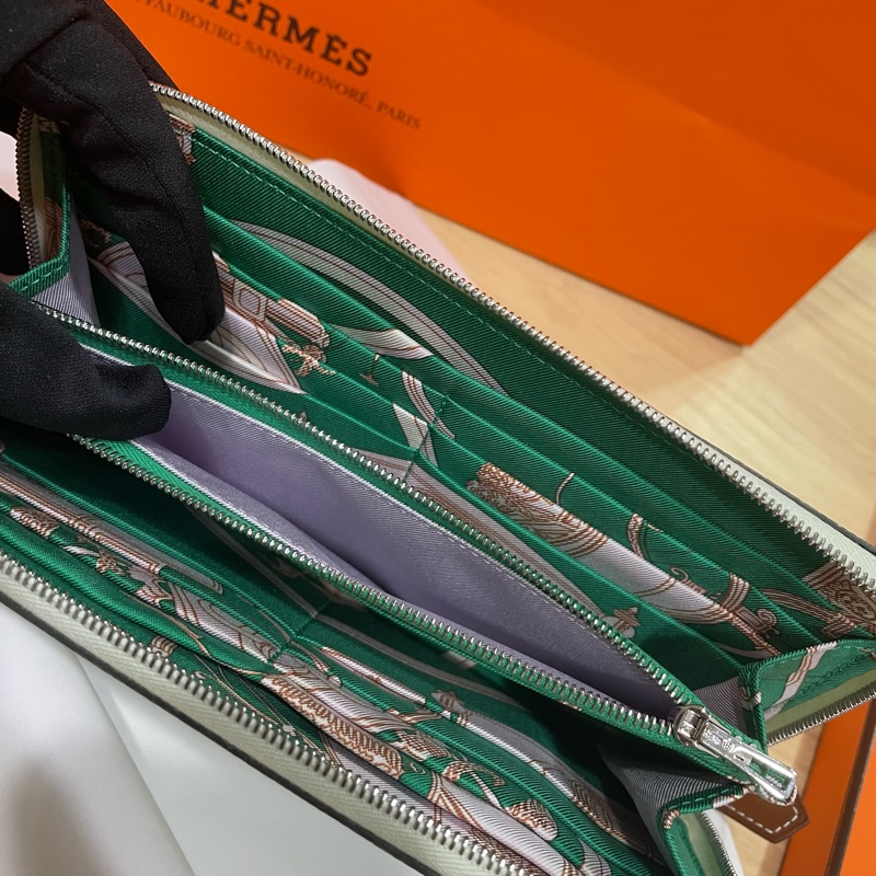 Hermès 氣泡綠絲巾長夾-2