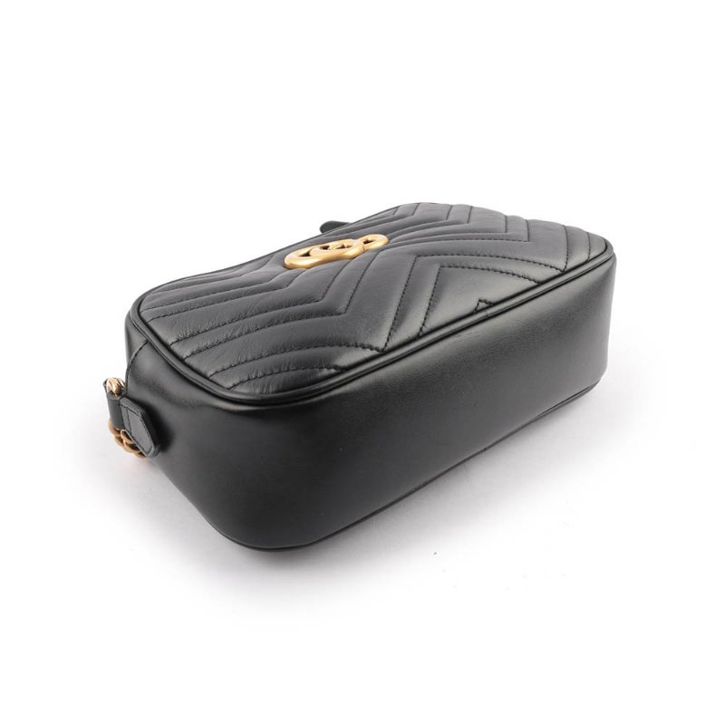 GUCCI 小牛皮GG Marmont肩背/斜背包(黑)-3