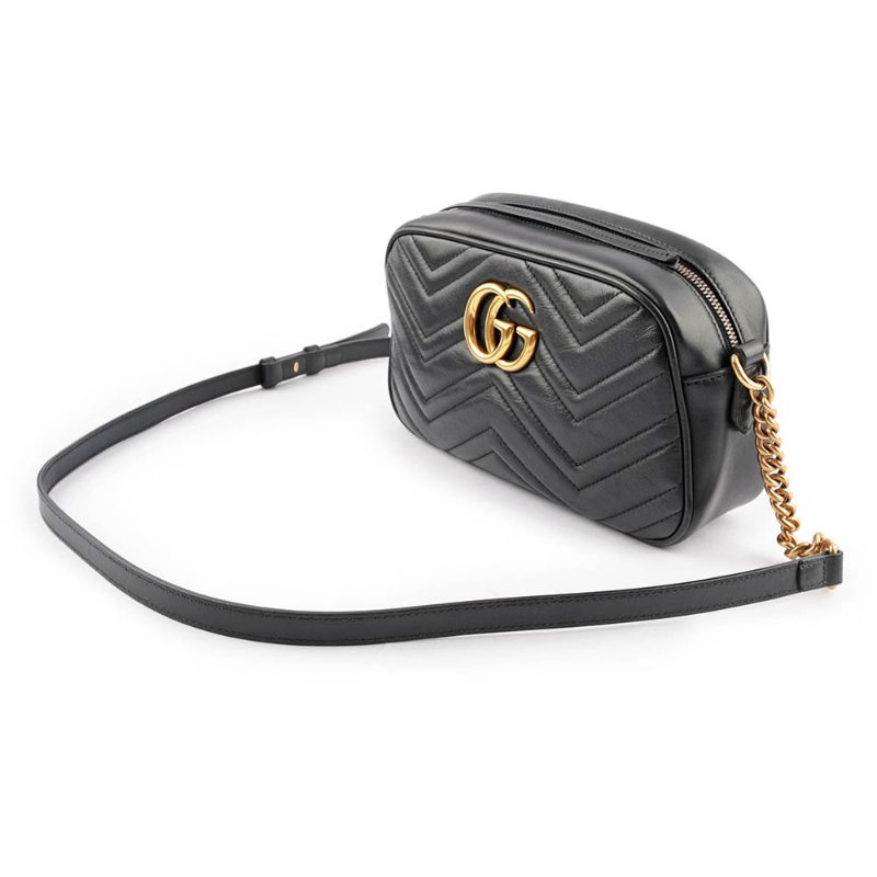 GUCCI 小牛皮GG Marmont肩背/斜背包(黑)-6