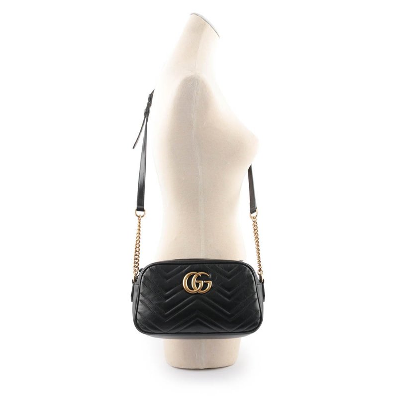 GUCCI 小牛皮GG Marmont肩背/斜背包(黑)-8