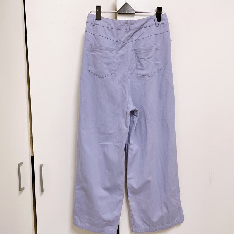 紫色寬版長褲-1